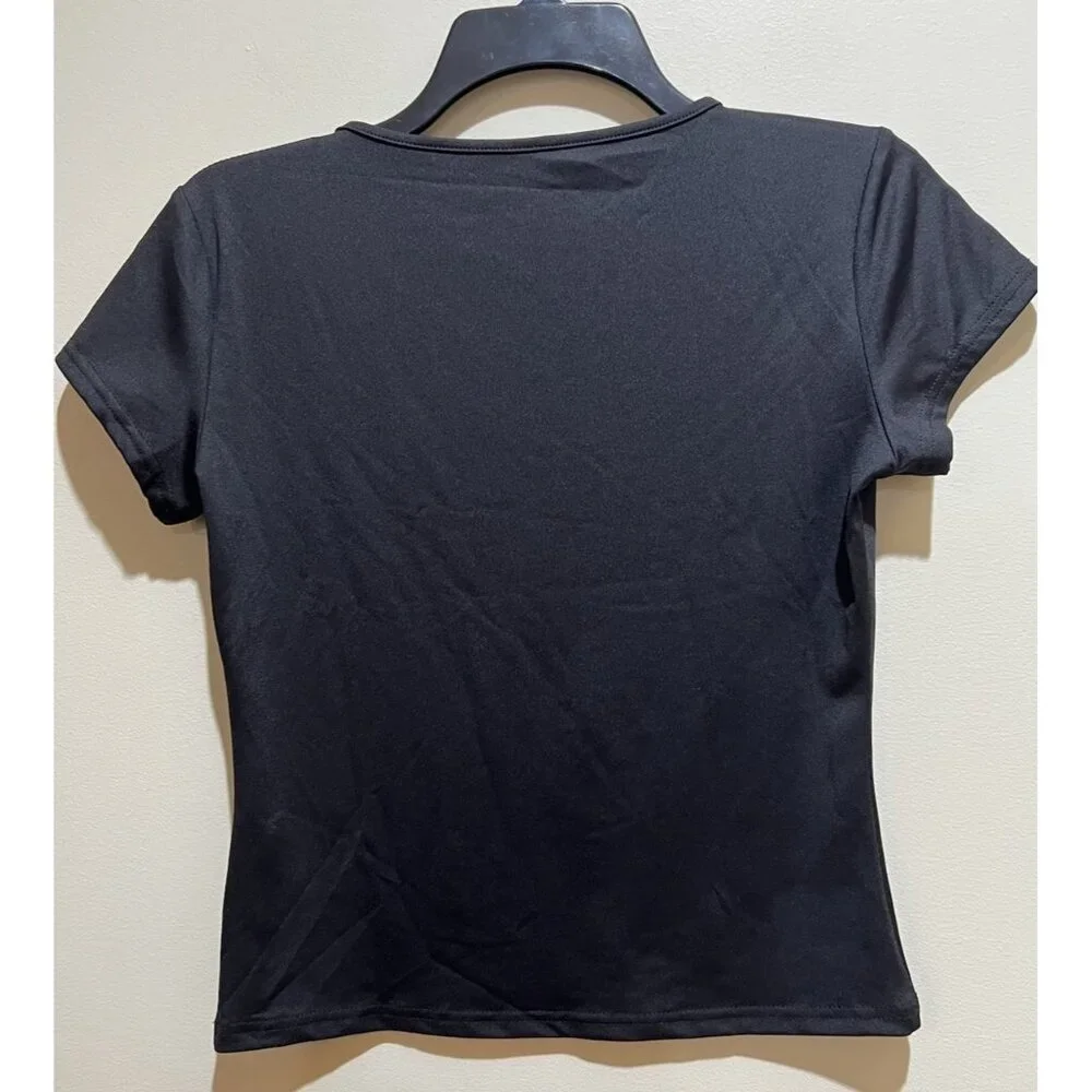 2 ~ ZHENWEI Crop Workout Tops for Women Size Medium ~ Black & Purple - Picture 5 of 8